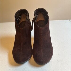 LOFT Brown Ankle Booties with Chunky Heel
